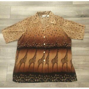 CaRaN New York Giraffe Print Short Sleeve Button-up Shirt Size 1X